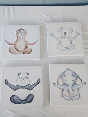 Art In Motion Animal Canvas Wall Art Set4  - Neutral Tones